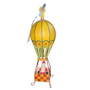 NEW Vintage Dept 56 Santa Hot Air Balloon Airship Metal Yellow Holiday